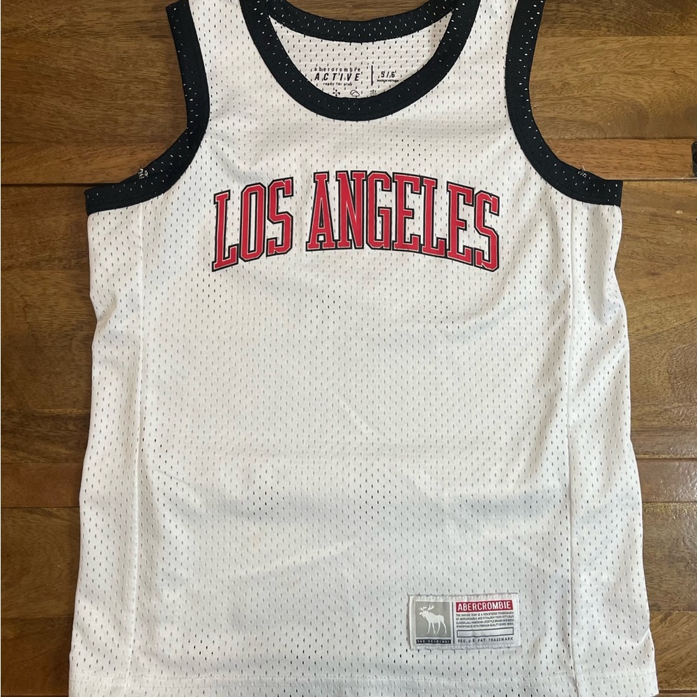 Abercrombie & Fitch Kids White and Black Los Angeles Jersey